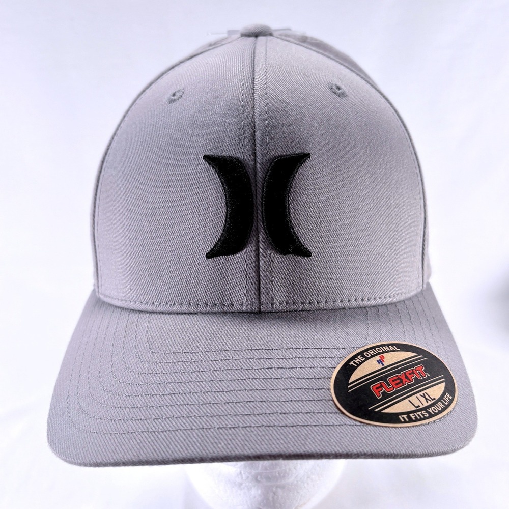 Hurley Yupoong Gray Flexfit Embroidered Logo Mens Baseball Cap Hat Sz L - XL
